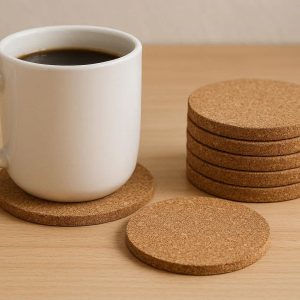 Natural Cork Coasters Set Round Absorbent Wooden Cup Mat Table Protector For Hot Drinks Coffee Mug Wine Glass