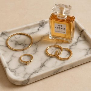 Marble Texture Resin Decorative Tray Small Rectangular Vanity Storage Plate Jewelry Perfume Organizer Countertop Luxury