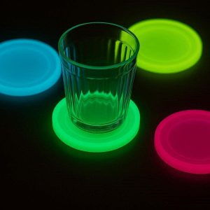 Luminous Glowing Silicone Coasters Night Light Rubber Drink Mat Anti Slip Waterproof Cup Cushion For Bar Party