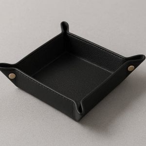 PU Leather Catchall Tray Small Folding Desktop Storage Plate Key Wallet Coin Organizer Box Geometric Desk Minimalist