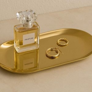 8 Stainless Steel Decorative Tray Small Oval Metal Storage Plate Jewelry Perfume Countertop Organizer Mirror Polish Gold